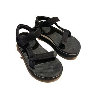 Teva Universal Mesh Hiking Strappy Black Platform Sandals Women's 8